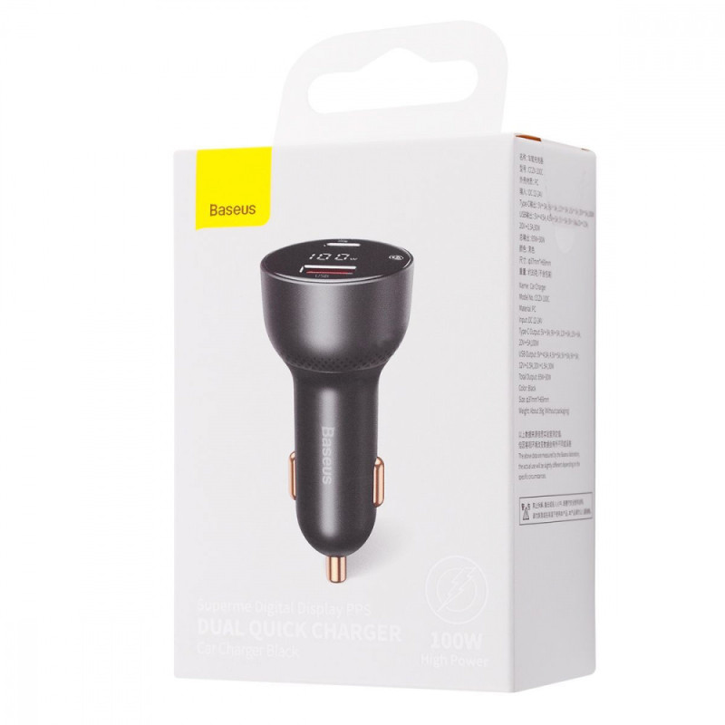 АЗП Baseus Superme Digital Display PPS USB + Type-C 100W black