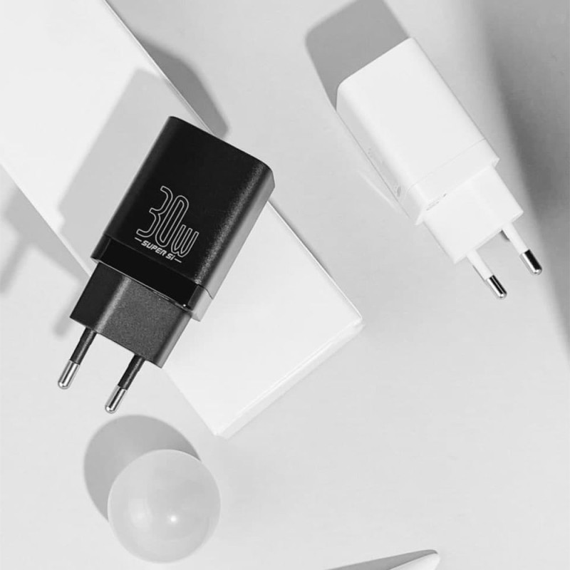 МЗП Baseus Super Si Pro Quick Charger Type-C+USB 30W white