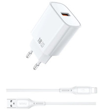 СЗУ WIWU G006 Essen QC3.0 18W GaN (1USB-A) + кабель USB to Lightning