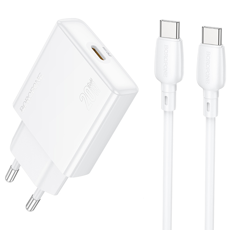СЗУ Borofone BN23 Wish PD20W (1USB-C) + кабель Type-C to Type-C