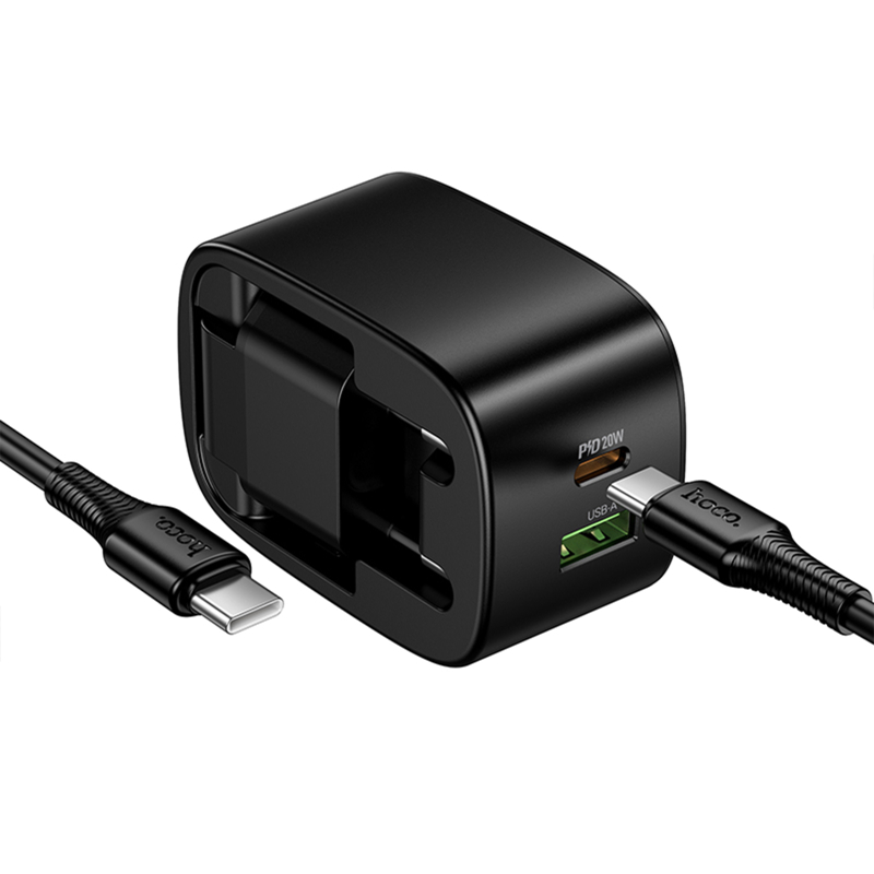 Уценка СЗУ Hoco CS102A Folding PD30W+QC3.0 (1USB-A/1C) + кабель Type-C to Type-C