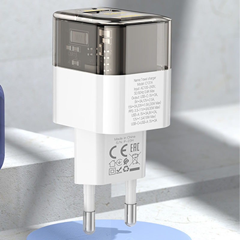 СЗУ Hoco C131A Platium PD30W+QC3.0 + Type-C to Lightning
