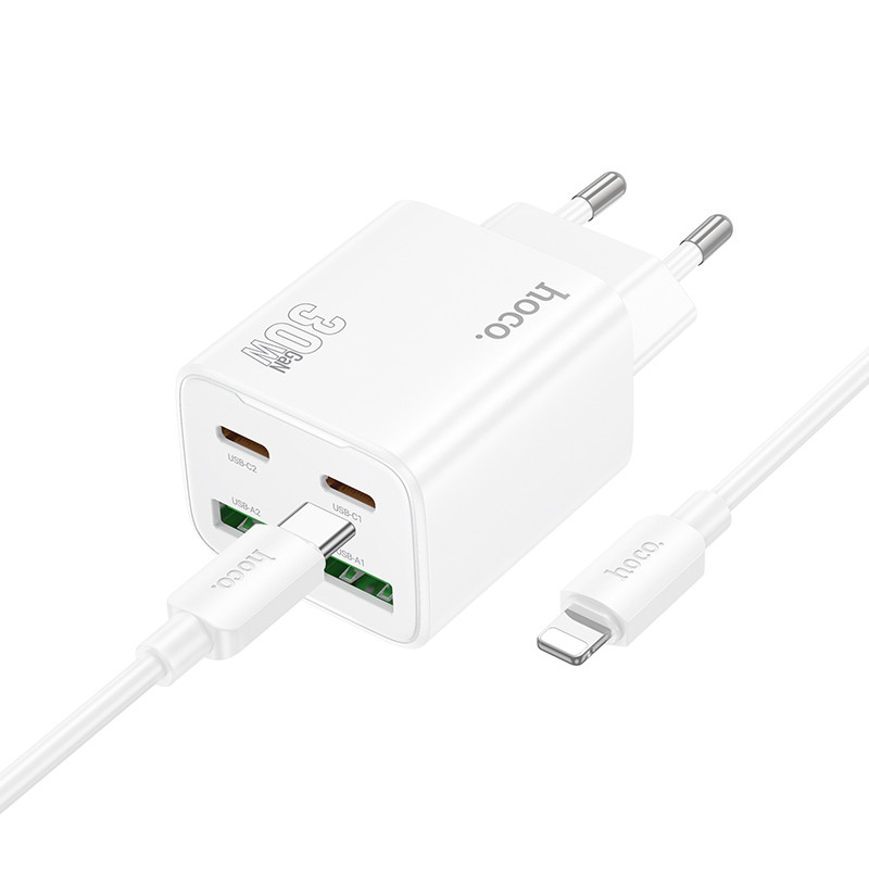 СЗУ Hoco N56 Fundador PD30W four-port (2C2A) + Type-C to Lightning