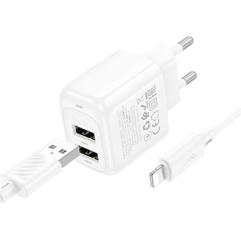 СЗУ Hoco CS51A Surplus (2USB-A) + кабель USB to Lightning