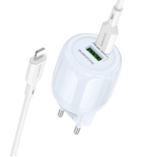 СЗУ Borofone BA94A Lustrous PD30W+QC3.0 (1USB-A/1C) + кабель Type-C to Lightning