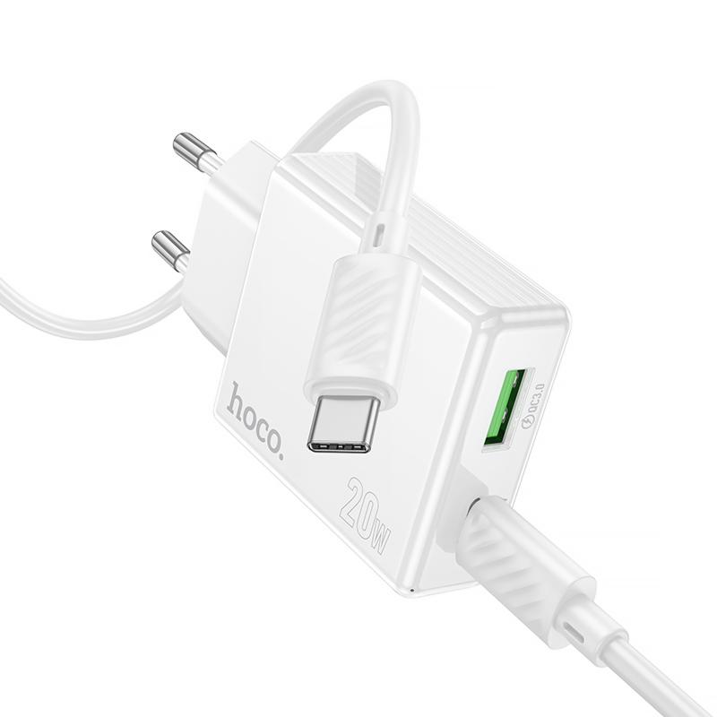СЗУ Hoco C142A Direct PD20W+QC3.0 (1USB-A/1C) + кабель Type-C to Type-C