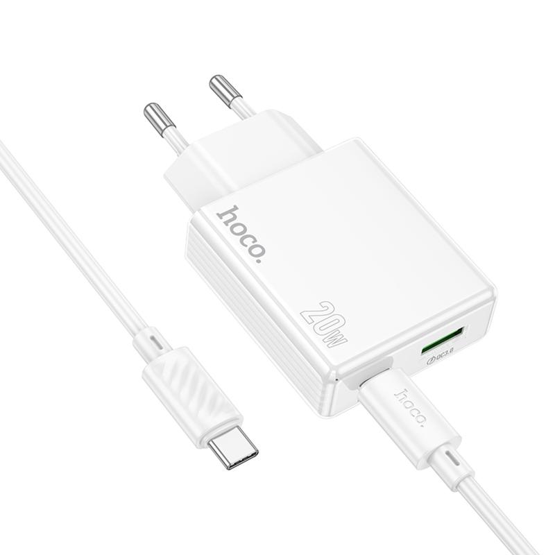 СЗУ Hoco C142A Direct PD20W+QC3.0 (1USB-A/1C) + кабель Type-C to Type-C