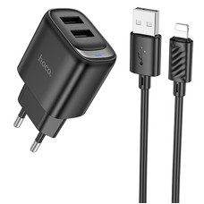 СЗУ Hoco C141A Smart 2.1A (2USB-A) + кабель USB to Lightning