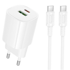 СЗУ Borofone BA104A Pudding PD20W+QC3.0 (1USB-A/1C) + кабель Type-C to Type-C