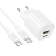 СЗУ Borofone BA104A Pudding PD20W+QC3.0 (1USB-A/1C) + кабель Type-C to Type-C