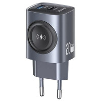 Уценка СЗУ Usams US-CC293 T67 Multifunctional iWatch Charger 20W (1USB-A/1C)