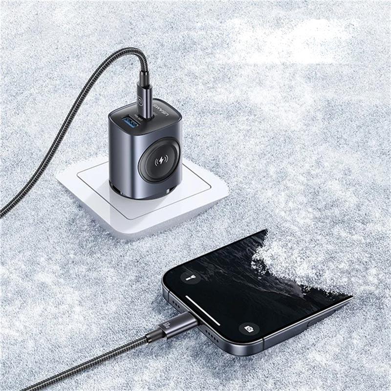 Уценка СЗУ Usams US-CC293 T67 Multifunctional iWatch Charger 20W (1USB-A/1C)
