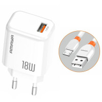 СЗУ Amaya E56 QC3.0 18W (1USB-A) + кабель USB to MicroUSB