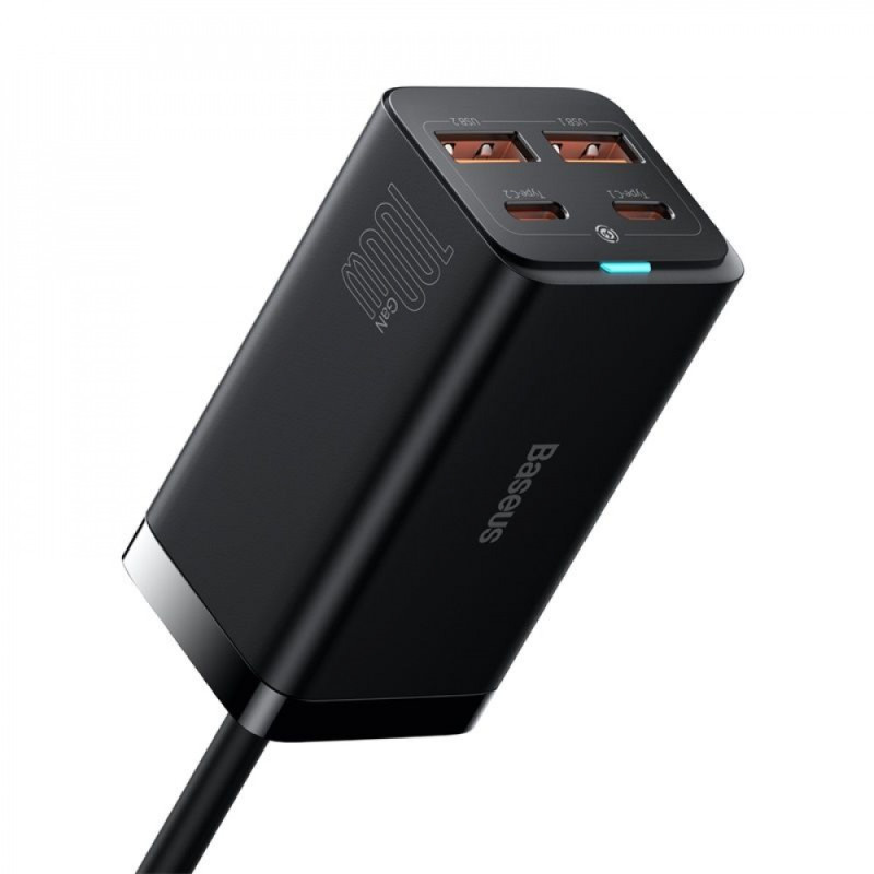 МЗП Baseus GaN3 Pro 100W (2 Type-C + 2 USB) black