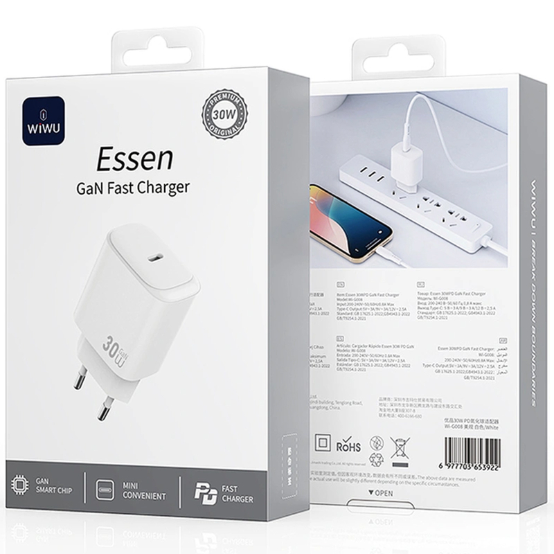 СЗУ WIWU G008 Essen PD30W GaN (1USB-C)