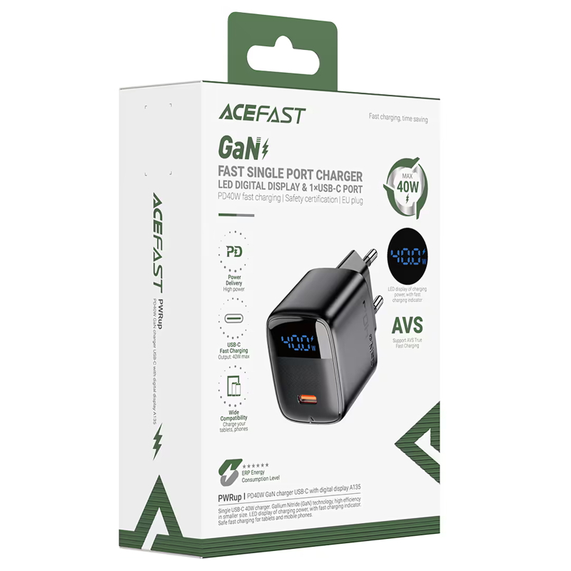 СЗУ Acefast A135 PD40W GaN (1USB-C)