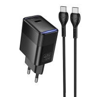 СЗУ Hoco CS113A Lounge PD40W (1USB-C) + кабель Type-C to Type-C
