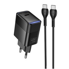 СЗУ Hoco CS113A Lounge PD40W (1USB-C) + кабель Type-C to Type-C