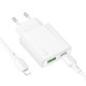 СЗУ Borofone BN25 Wish PD30W+QC3.0 (1USB-A/1C) + кабель Type-C to Lightning