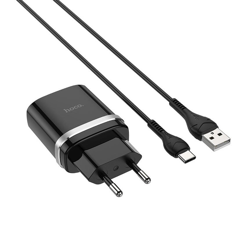 СЗУ Hoco C12Q Smart QC3.0 3A (1USB-A) + кабель USB to Type-C