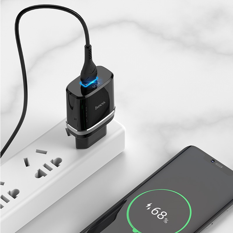 СЗУ Hoco C12Q Smart QC3.0 3A (1USB-A) + кабель USB to Type-C