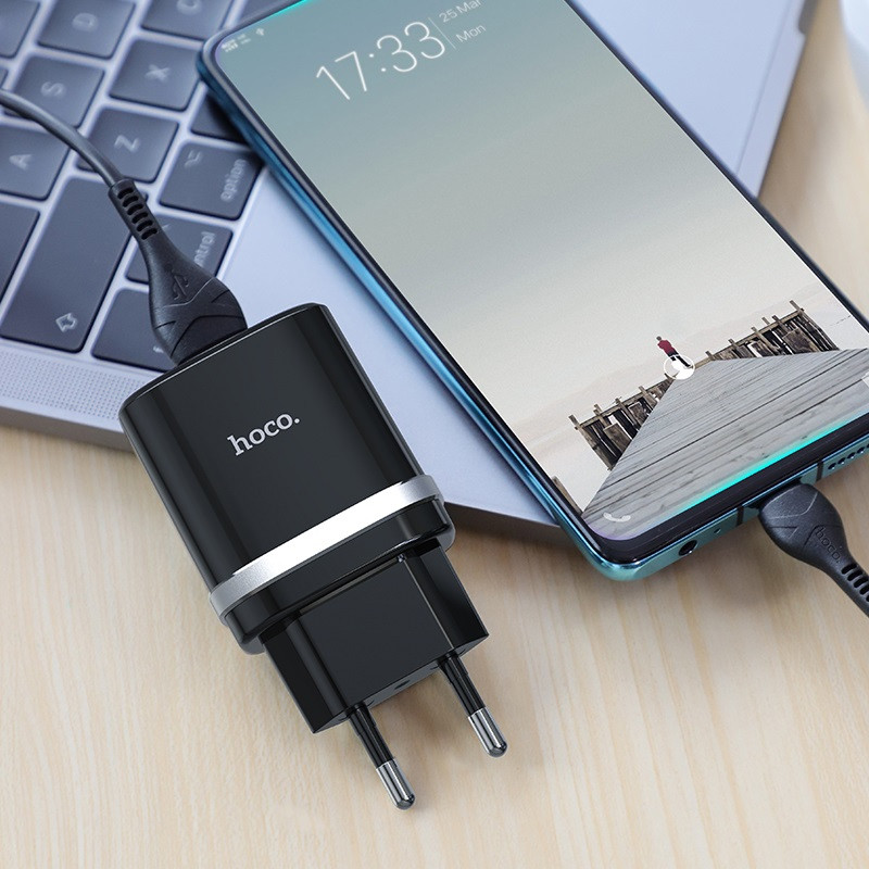 СЗУ Hoco C12Q Smart QC3.0 3A (1USB-A) + кабель USB to Type-C