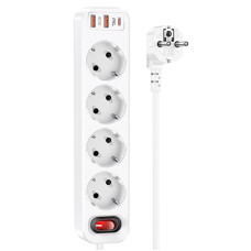 Удлинитель Hoco NS1 Aura PD20W (2USB/1Type-C/4xSocket)