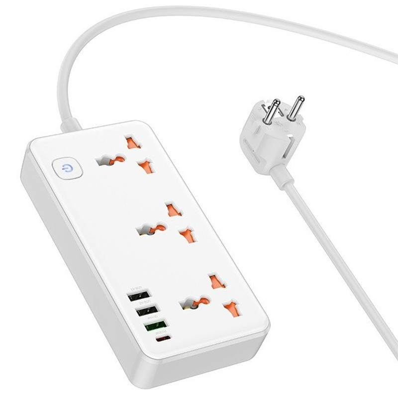 Удлинитель Hoco AC8A Storm (PD30W/1C/3A/3xSocket) (1.5m)