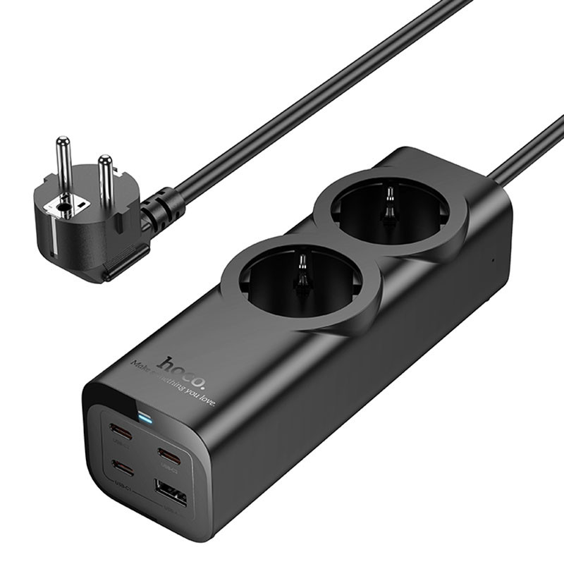 Удлинитель Hoco NS10 Wisdom 2-position PD67W (1USB-A/3C/2Socket) (2m)