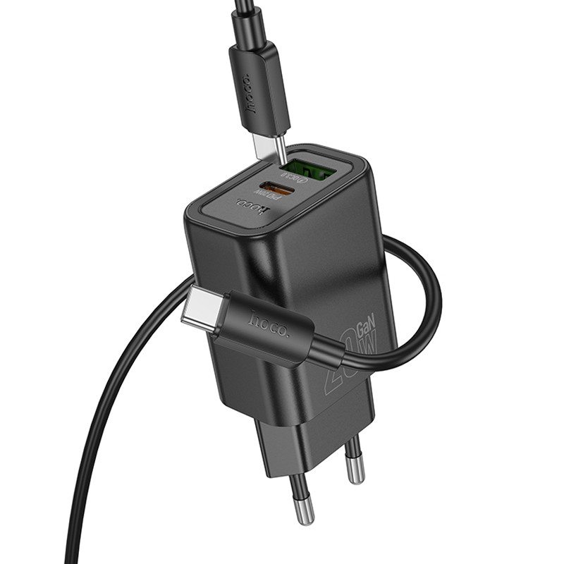 СЗУ Hoco N61 Gentle PD20W+QC3.0 (1USB-A/1C) + кабель Type-C to Type-C