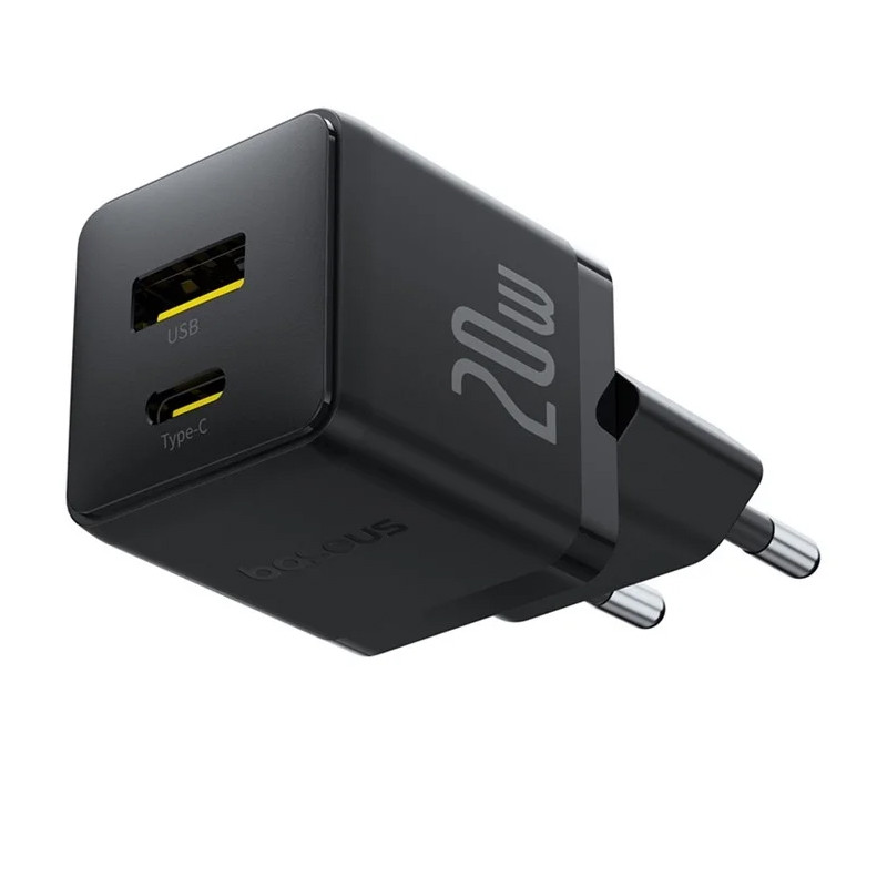 СЗУ Baseus Palm Fast Charger 20W (1USB-A/1C) + кабель Type-C to Type-C (P10111608)