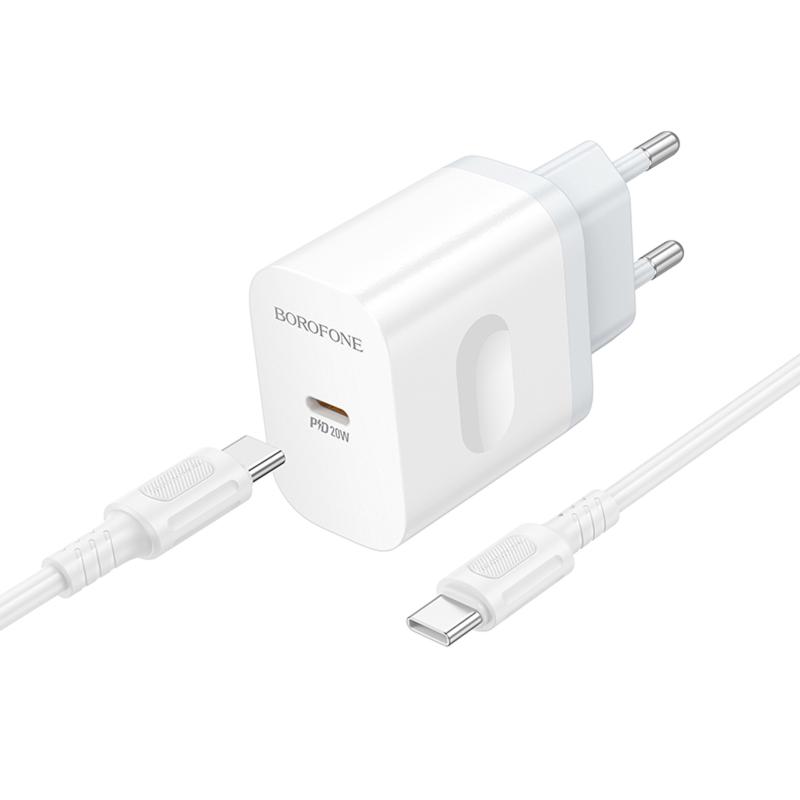СЗУ Borofone BA99A Breeze PD20W (1USB-C) + кабель Type-C to Type-C