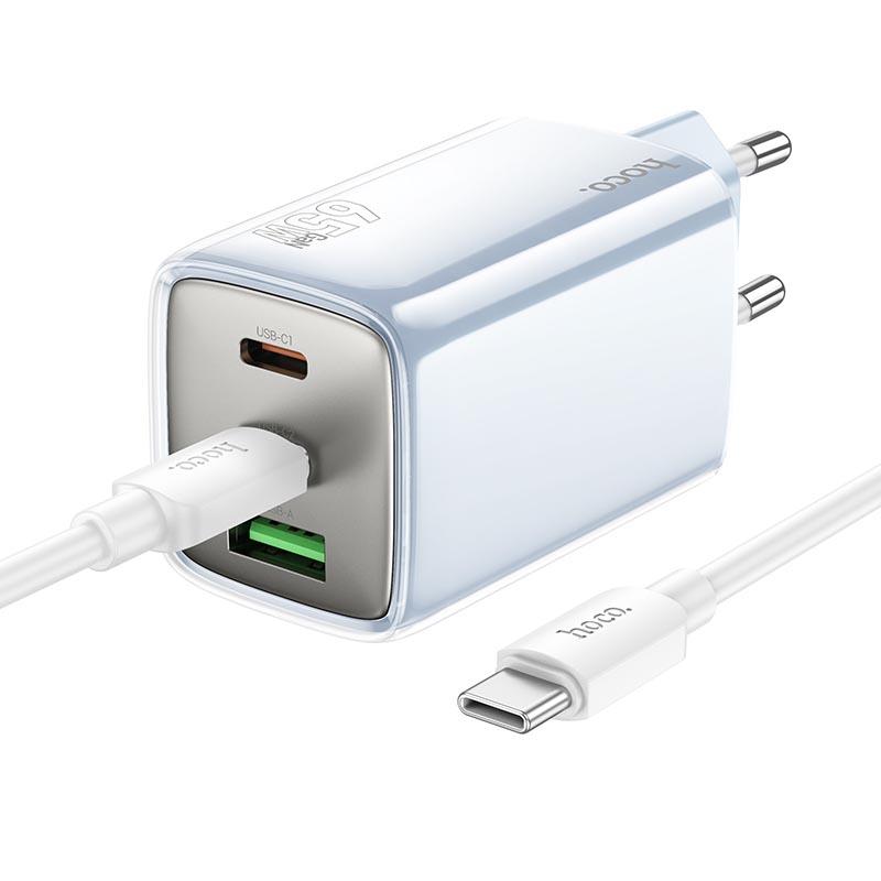 Уценка СЗУ Hoco N49 Glorious PD65W (1USB-A/2C) + кабель Type-C to Type-C