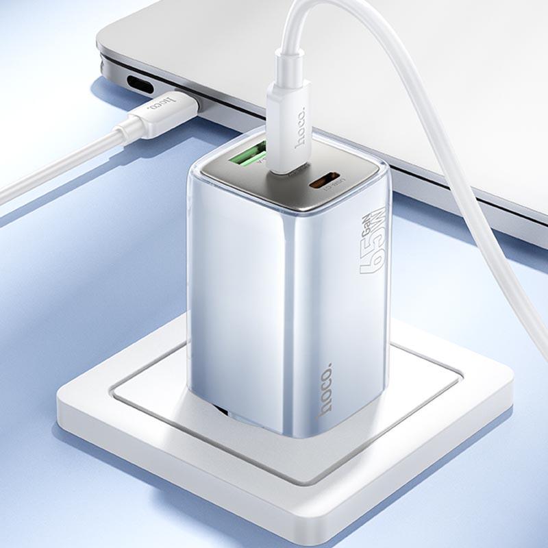 Уценка СЗУ Hoco N49 Glorious PD65W (1USB-A/2C) + кабель Type-C to Type-C
