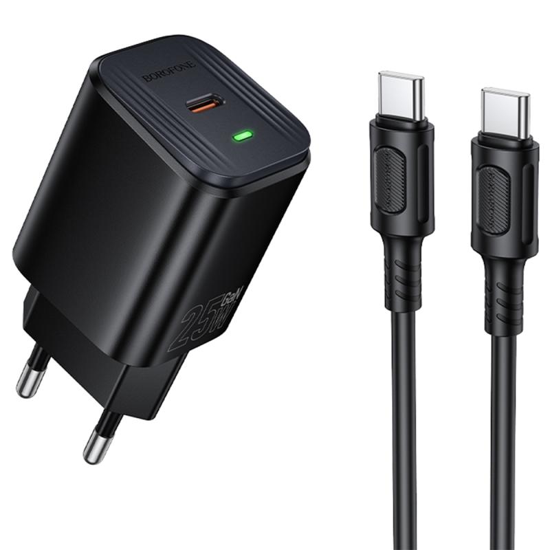 СЗУ Borofone BAS84A Star PD25W (1USB-C) + кабель Type-C to Type-C