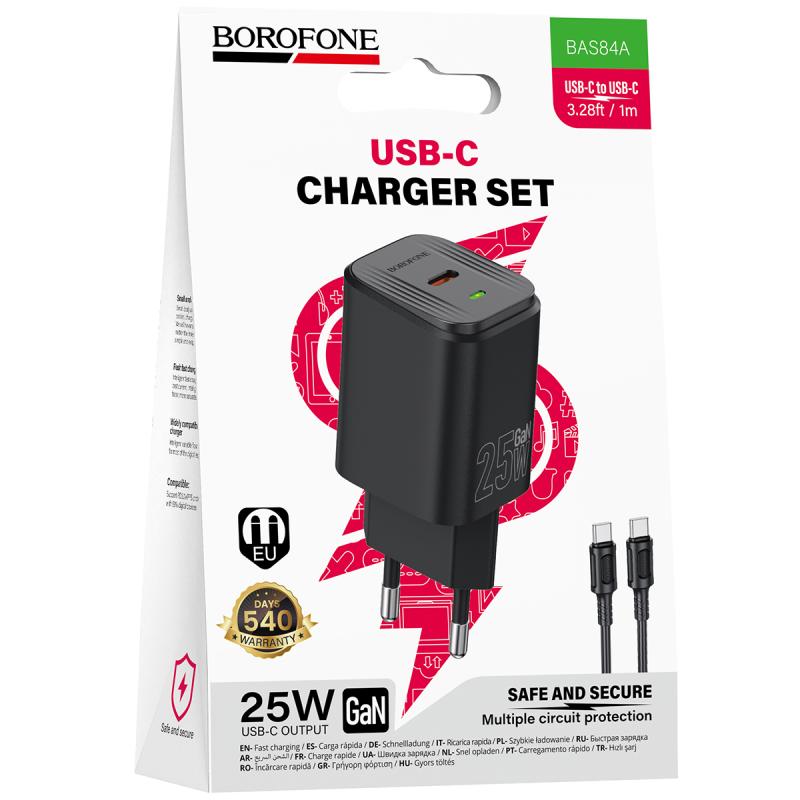 СЗУ Borofone BAS84A Star PD25W (1USB-C) + кабель Type-C to Type-C