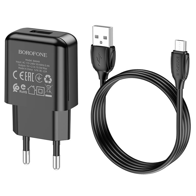 СЗУ Borofone BA64A Single port + MicroUSB