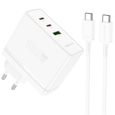 СЗУ Borofone BN11 Imperial PD100W+QC3.0 (1USB-A/2C) + кабель Type-C to Type-C