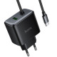 СЗУ Hoco C164A New PD30W+QC3.0 (1USB-A/1C) + встроенный кабель Type-C
