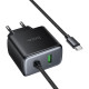 СЗУ Hoco C164A New PD30W+QC3.0 (1USB-A/1C) + встроенный кабель Type-C