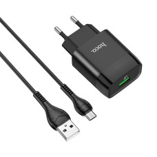 СЗУ Hoco C72Q Glorious QC3.0 18W (1USB-A) + кабель USB to MicroUSB