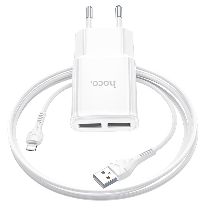 СЗУ Hoco C88A Star round 2.4A (2USB-A) + кабель USB to Lightning