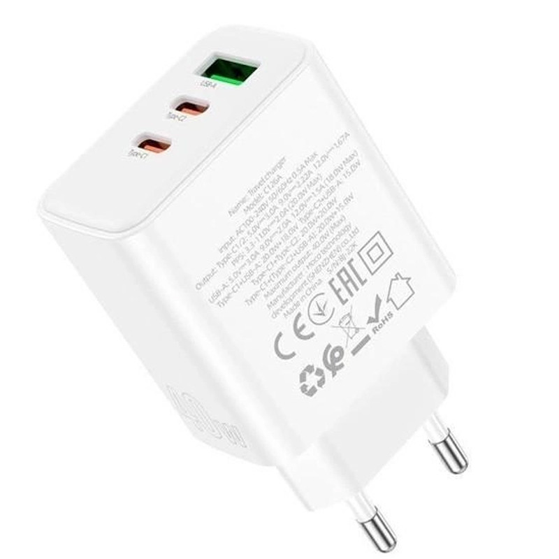 СЗУ Hoco C126A PD40W+QC3.0 (1USB/2Type-C)