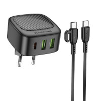 СЗУ Borofone BAS23A Lucky PD30W (2USB-A/1C) + кабель Type-C to Type-C