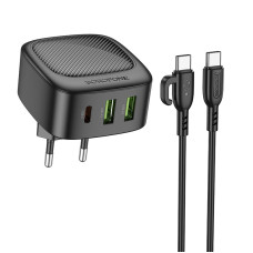 СЗУ Borofone BAS23A Lucky PD30W (2USB-A/1C) + кабель Type-C to Type-C