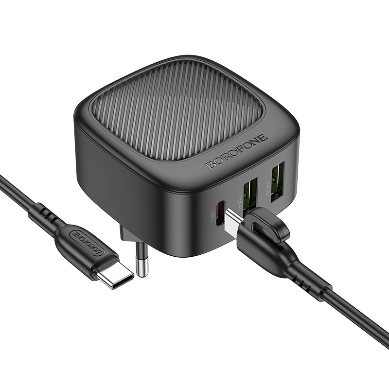 СЗУ Borofone BAS23A Lucky PD30W (2USB-A/1C) + кабель Type-C to Type-C