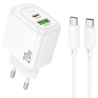 СЗУ Hoco CS54A Surplus PD20W+QC3.0 (1USB-A/1C) + кабель Type-C to Type-C
