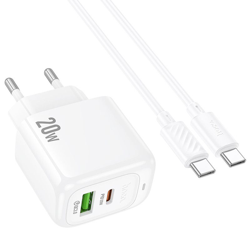 СЗУ Hoco CS54A Surplus PD20W+QC3.0 (1USB-A/1C) + кабель Type-C to Type-C