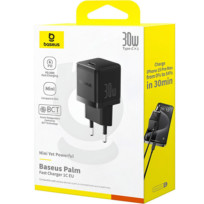 СЗУ Baseus Palm Fast Charger 30W (1USB-C) (P10111605113-00)