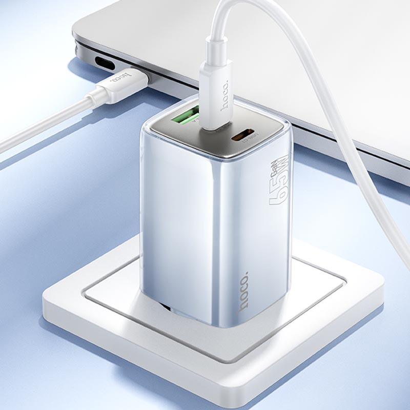 СЗУ Hoco N49 Glorious PD65W (1USB-A/2C) + кабель Type-C to Type-C